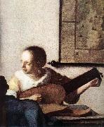 VERMEER VAN DELFT, Jan Woman with a Lute near a Window (detail) wt oil on canvas